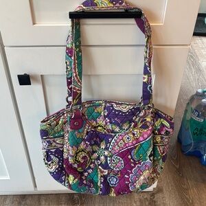 Quilted Floral Purse in Purple and Teal